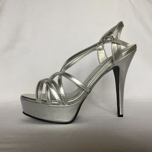Silver strappy platform heels - never worn